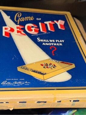 Vintage 1939 edition of "The Game of Pegity" produced by Parker Brothers.